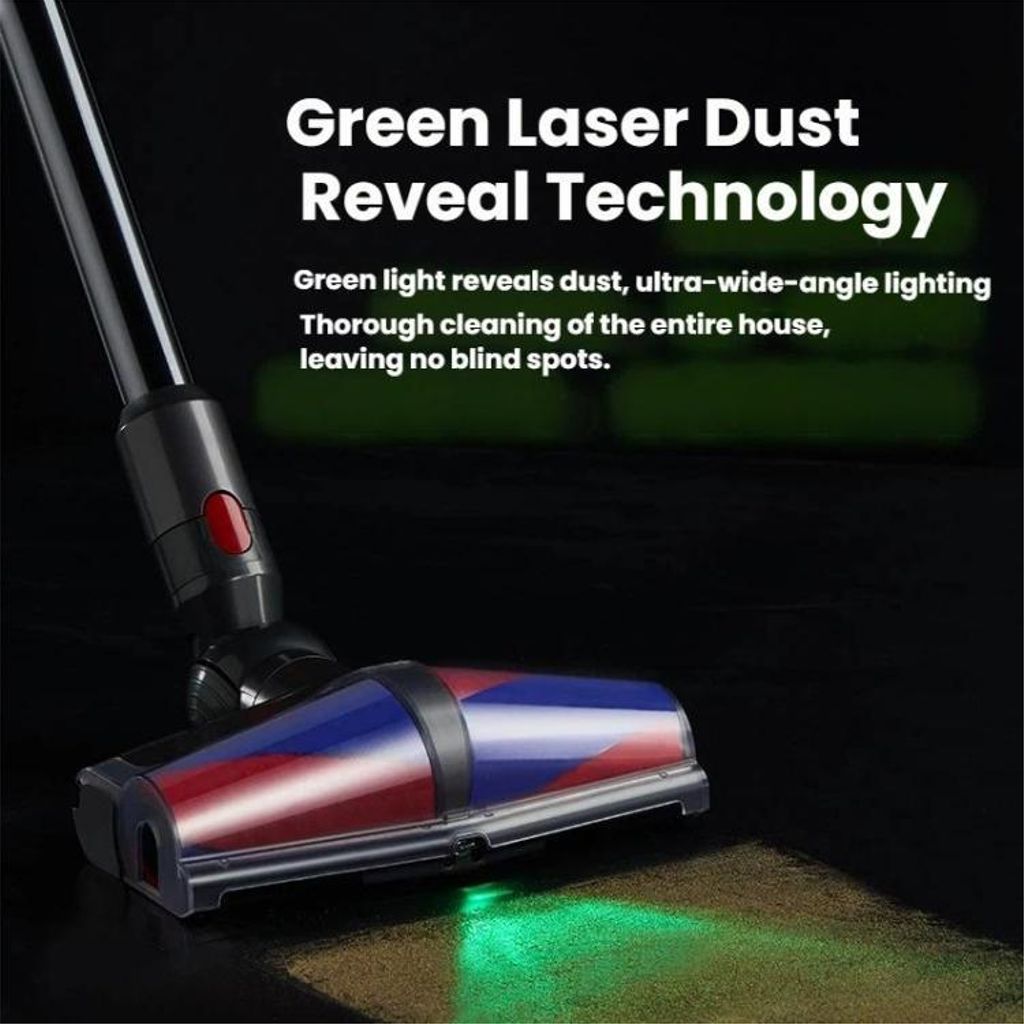 Dyson V10 Slim / V12 Slim dobbeltmotorbørstehoved med grøn støvlampe