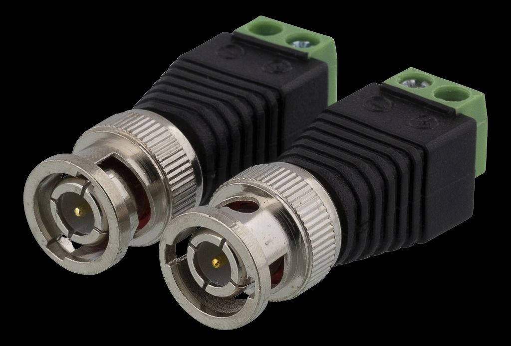 2-pin Terminal block to BNC, uros, 2 kpl – musta