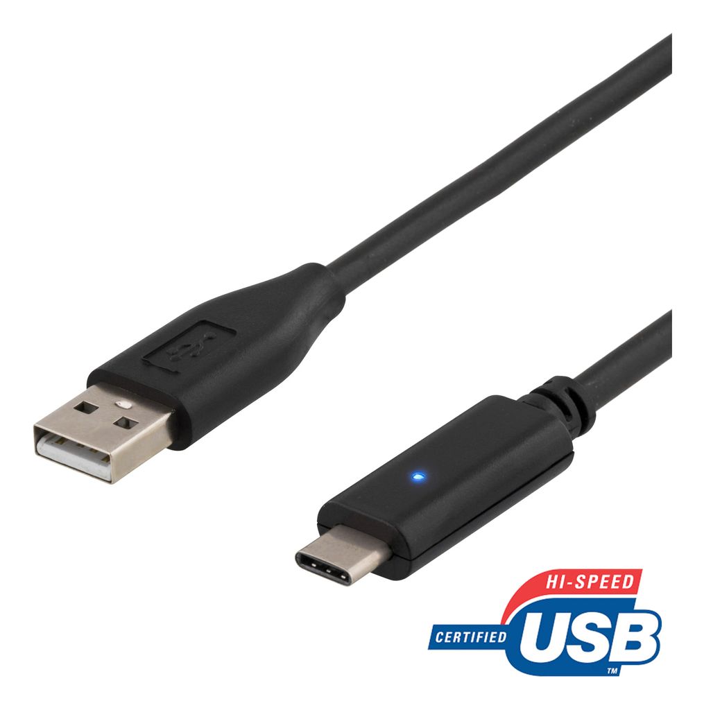 USB 2.0-kabel USB-A till USB-C 1,5 meter svart