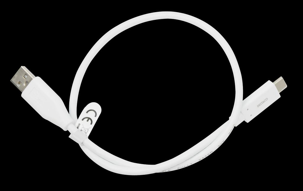 USB-C – USB-A -kaapeli, 0,5 m, 3A, USB 2.0, valkoinen