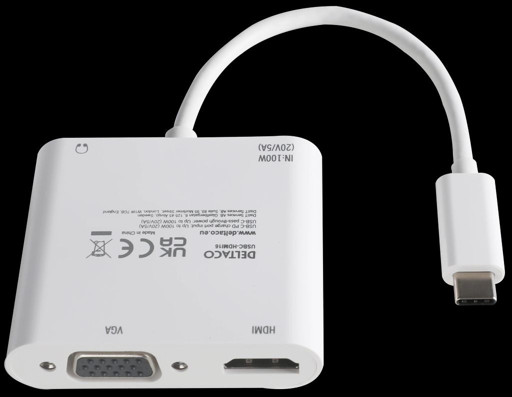 Deltaco USB-C dockingstation – HDMI, VGA, lyd og PD 90W