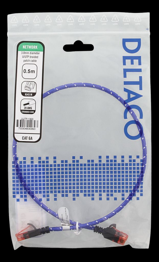 Tough Slim CAT6A patchkabel 0,5 meter – blå