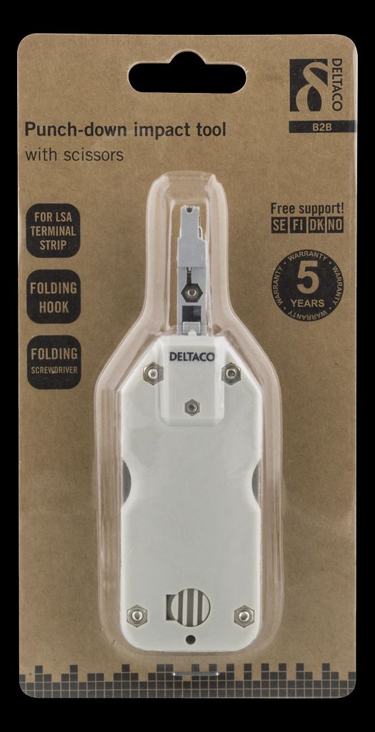 Deltaco kompakt nätverkskabel påtrycksverktyg Krone LSA – vit