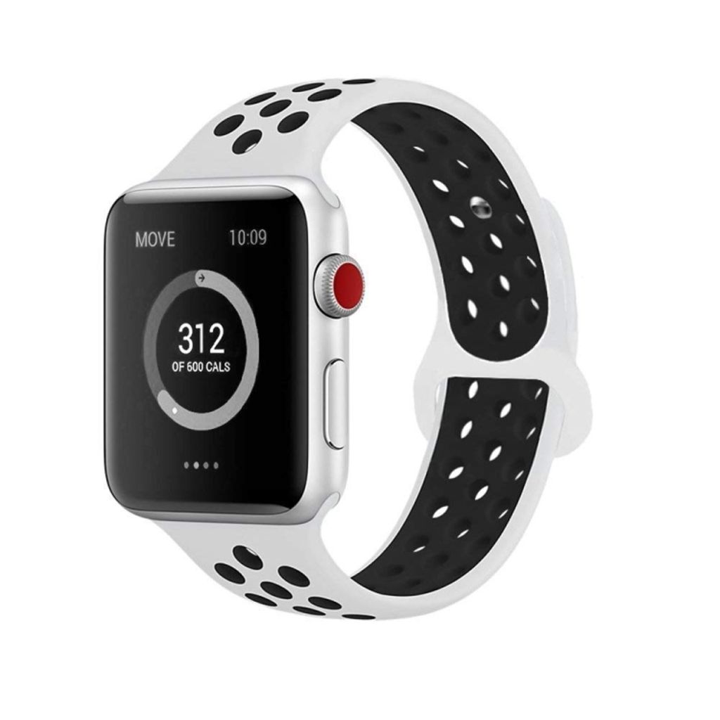 Apple Watch 42mm/41mm/40mm/38mm Silikon Klokkereim – Hvit/Svart