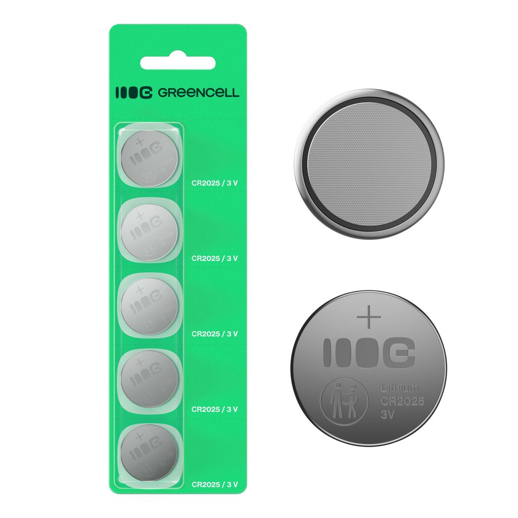 Greencell Litium-nappikenno CR2025 CR 2025 3V 160mAh, 5 kpl