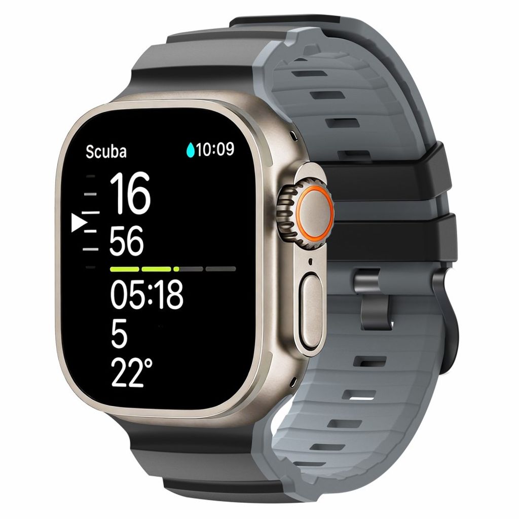 Apple Watch 49/46/44/42mm Tvåfärgat Klockarmband Silikon - Svart/Grå