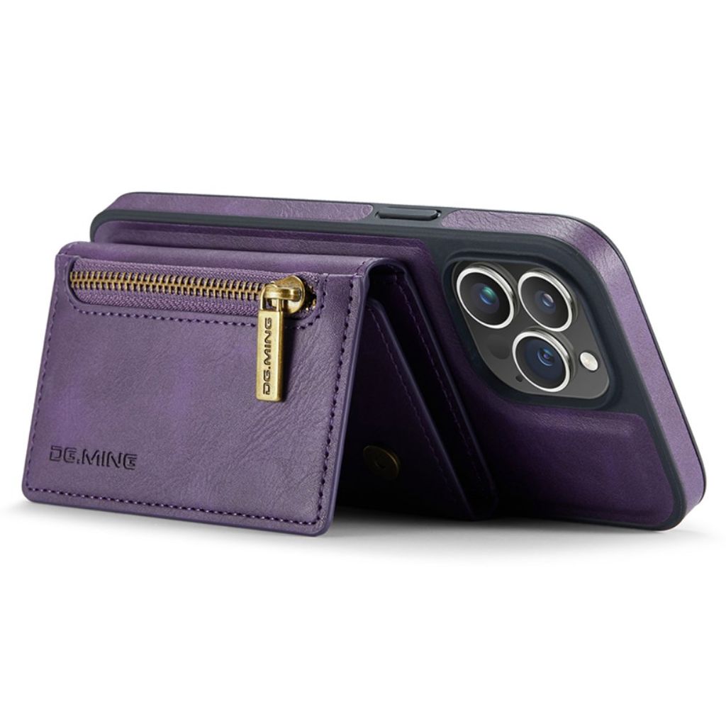 DG.MING iPhone 13 Pro Max Lompakkokuori RFID-estävä 2-in-1 - Violetti