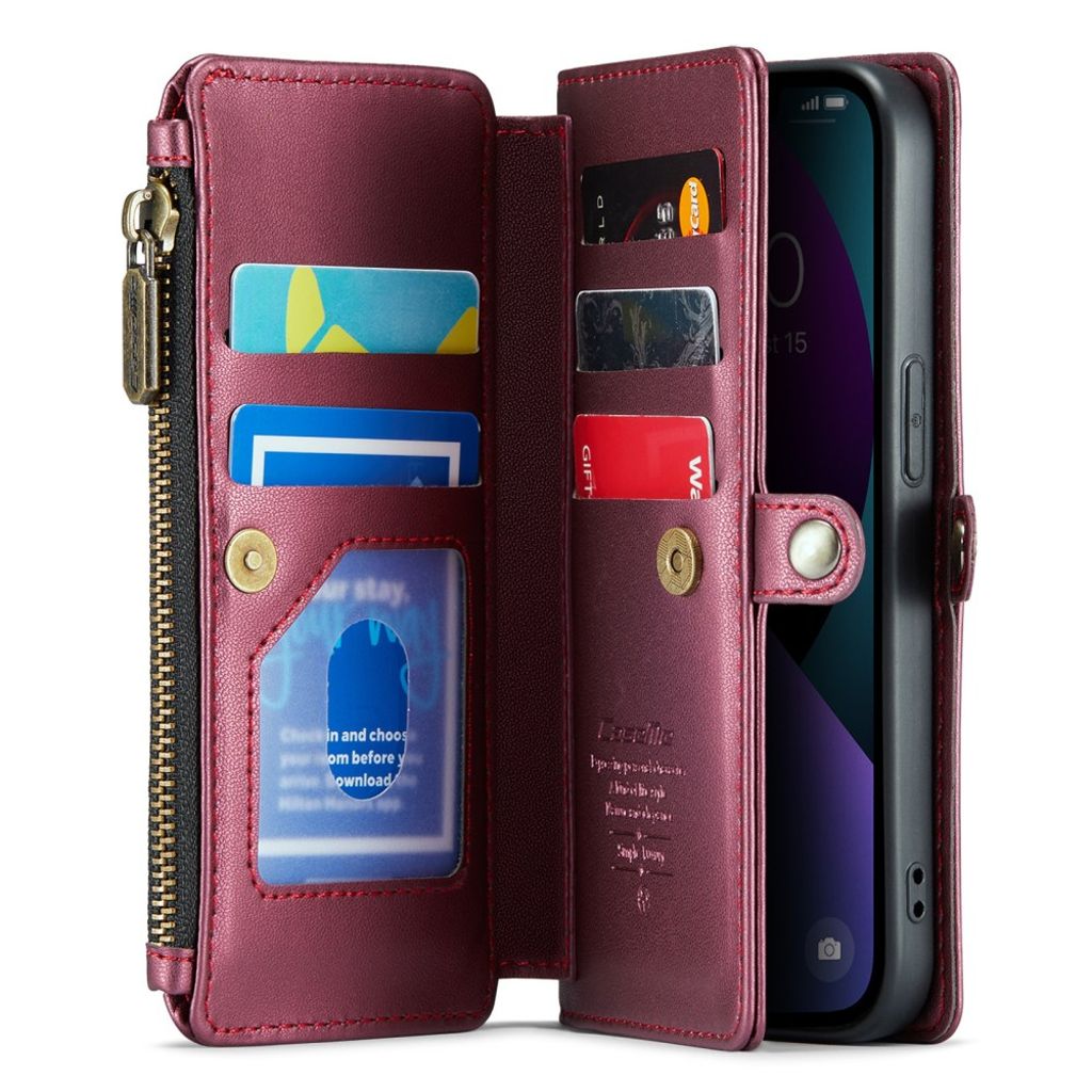 iPhone 13 Lompakkokotelo Korttipaikat - Viininpunainen