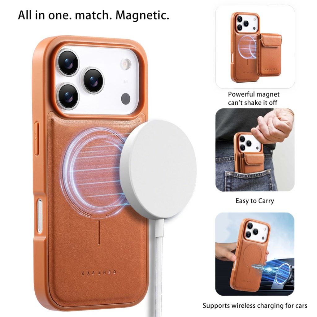 CASENEO iPhone 18 Pro Max/17 Pro Max MagSafe Lommebokdeksel - Brun