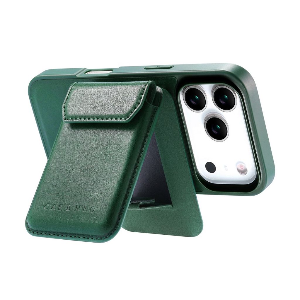 CASENEO iPhone 18 Pro/17 Pro Deksel MagSafe Avtakbar Kortholder - Grønn