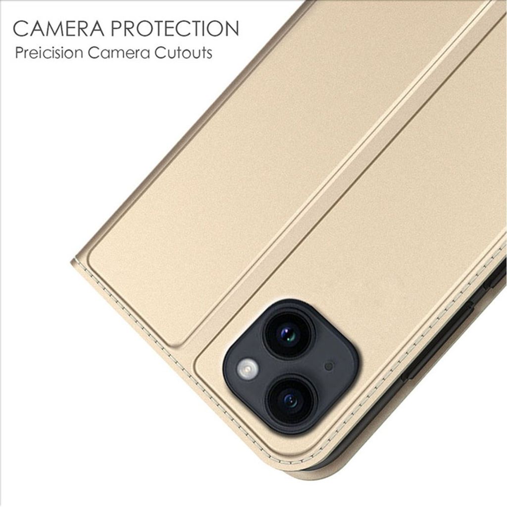 iPhone 13 Lompakkokotelo PU-nahka Jalusta Piilotettu Magneettisuljin - Kulta