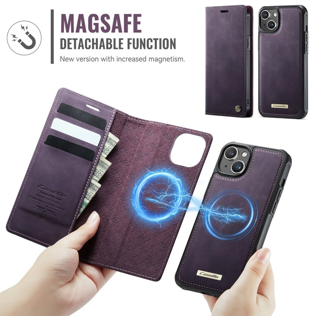 CASEME iPhone 13 Lompakkokotelo MagSafe RFID Jalusta - Violetti