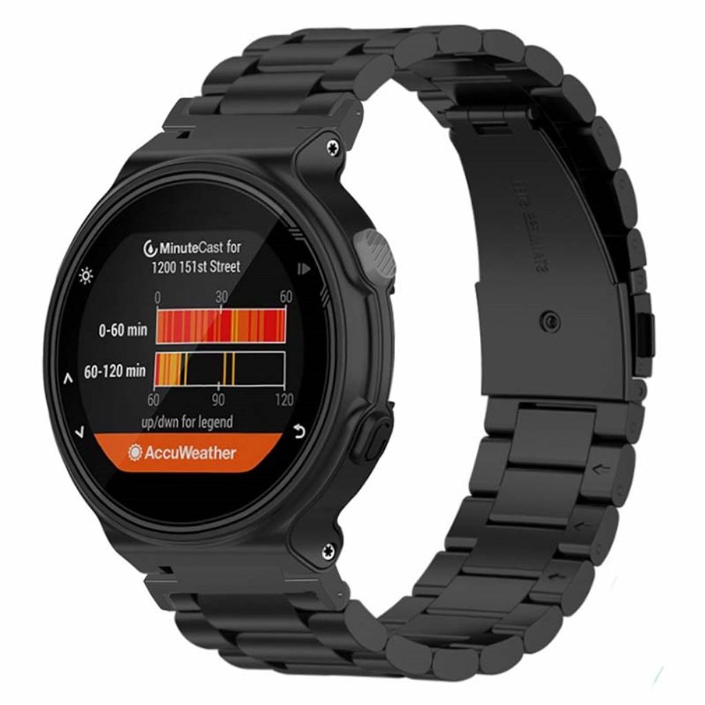 Garmin Forerunner 220/230/235/735X/620/630 Klokkereim i Metall – Svart