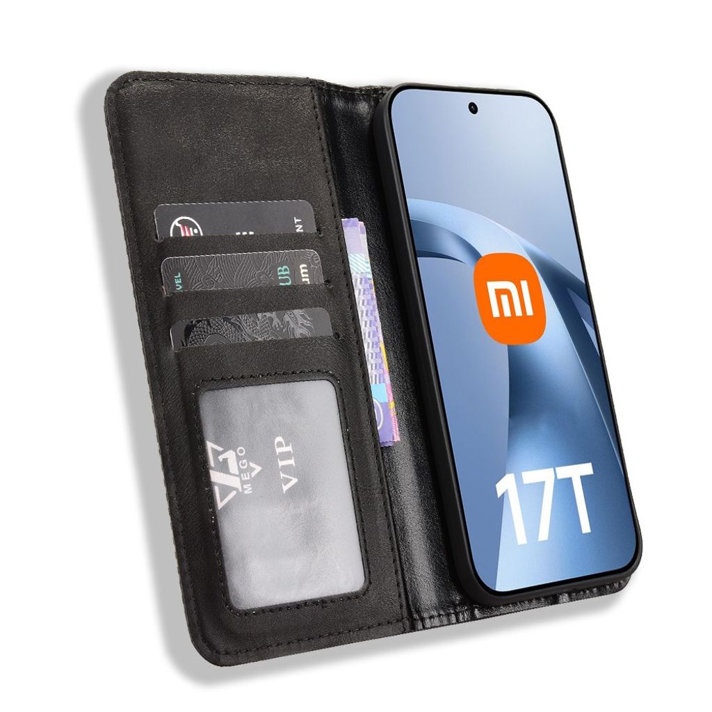 Xiaomi 17T Pro Plånboksfodral i PU-läder - Svart