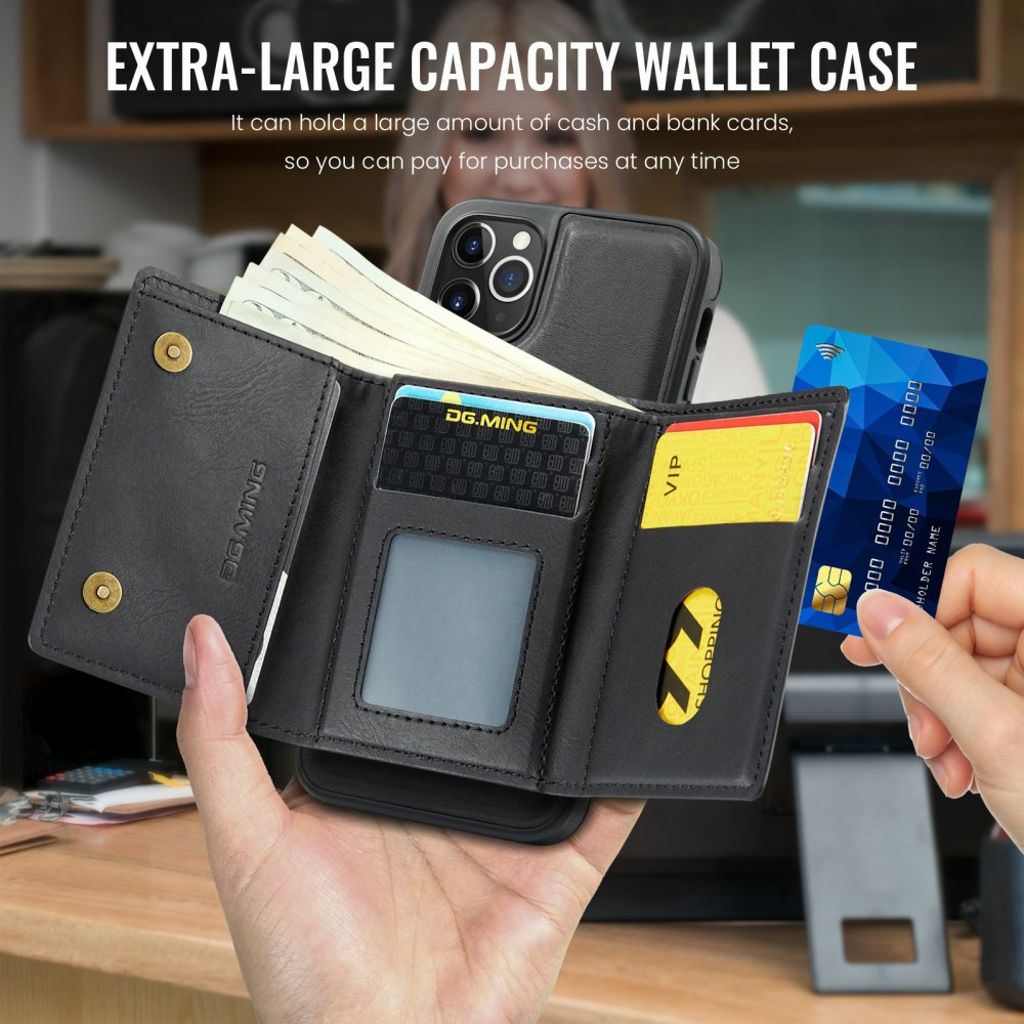 DG.MING iPhone 11 Pro Max Plånboksskal RFID-blockering – Svart