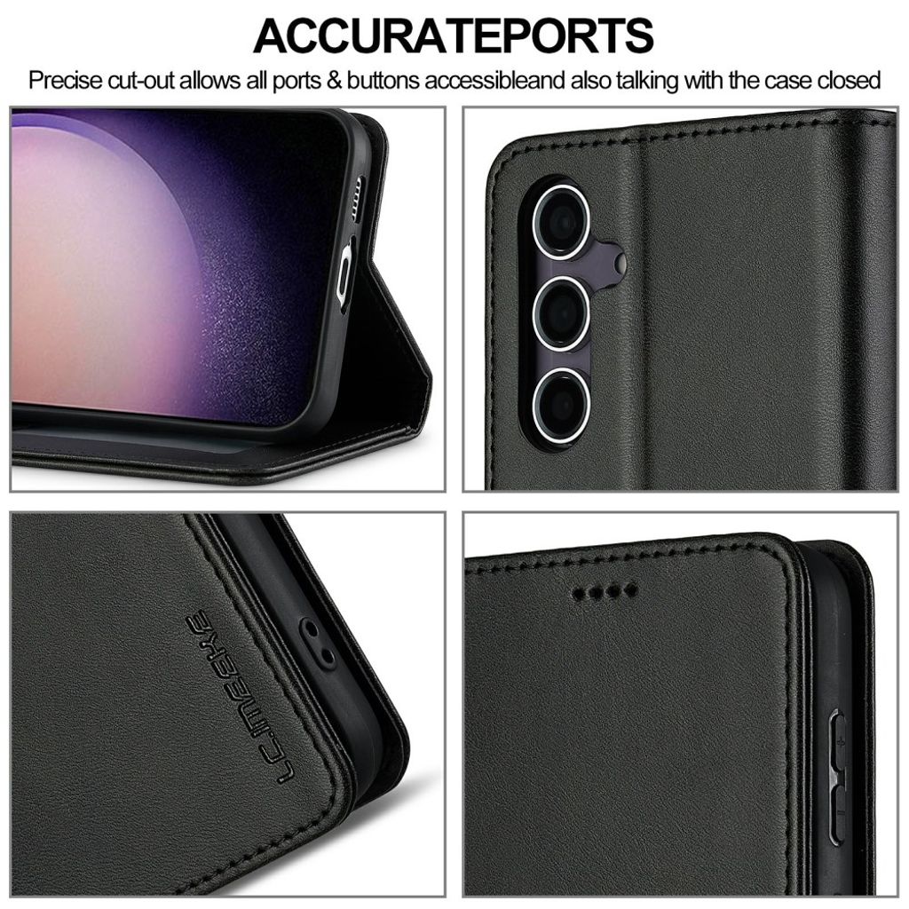 LC.IMEEKE Samsung Galaxy S25 Plus Lommeboketui PU-lær Stativ – Svart