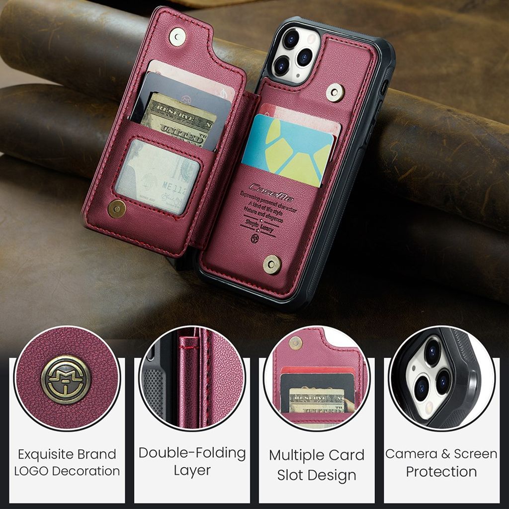 CASEME iPhone 11 Pro Cover med 5 Kortplads - Rød