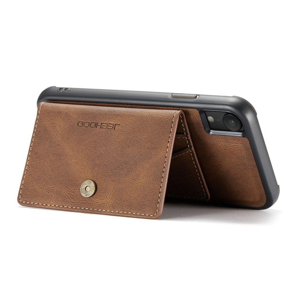 JEEHOOD Plånboksskal med stativ för iPhone XR – Brun