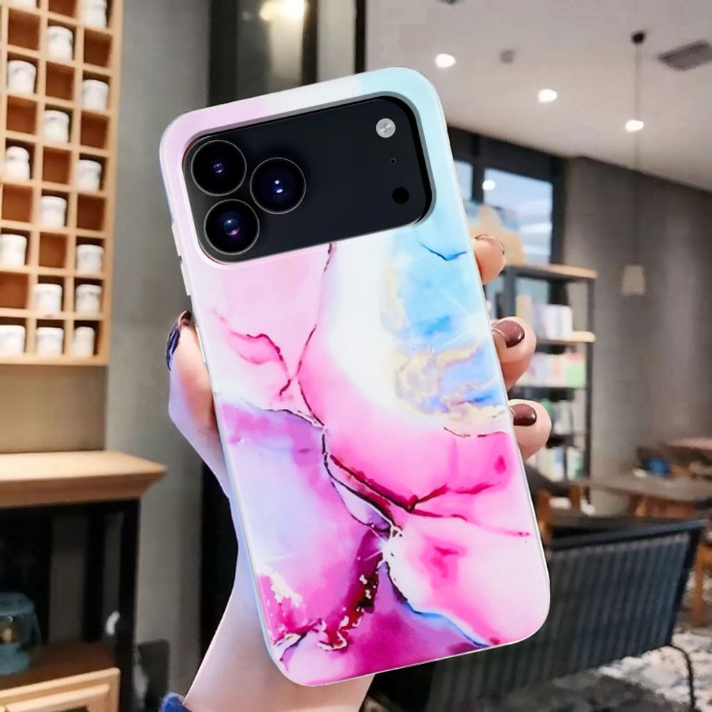 iPhone 18 Pro/17 Pro Skal Marmormönster TPU - Rosa/Blå