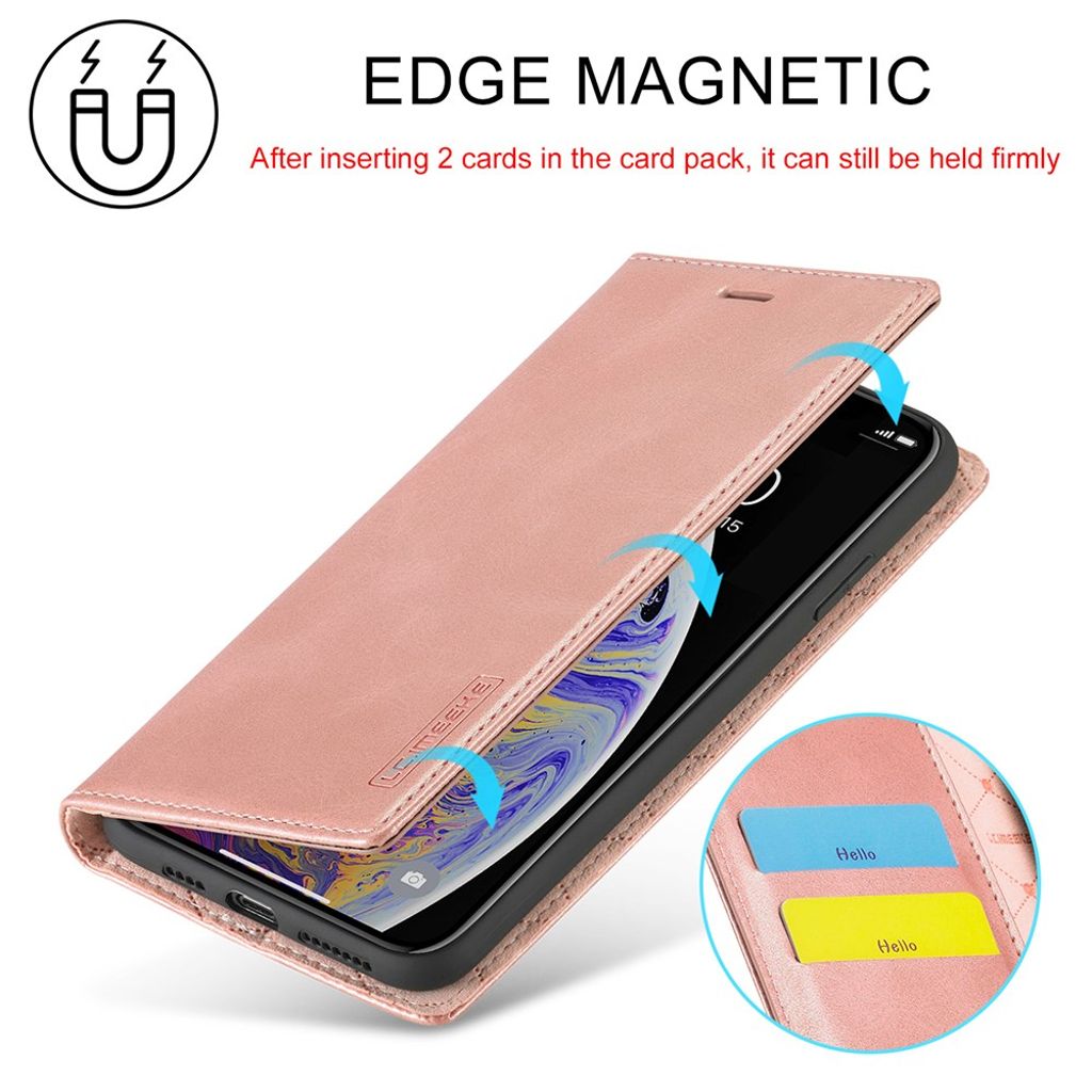 LC.IMEEKE iPhone X/XS Lompakkokotelo Jalustalla – Ruusu Kultaa