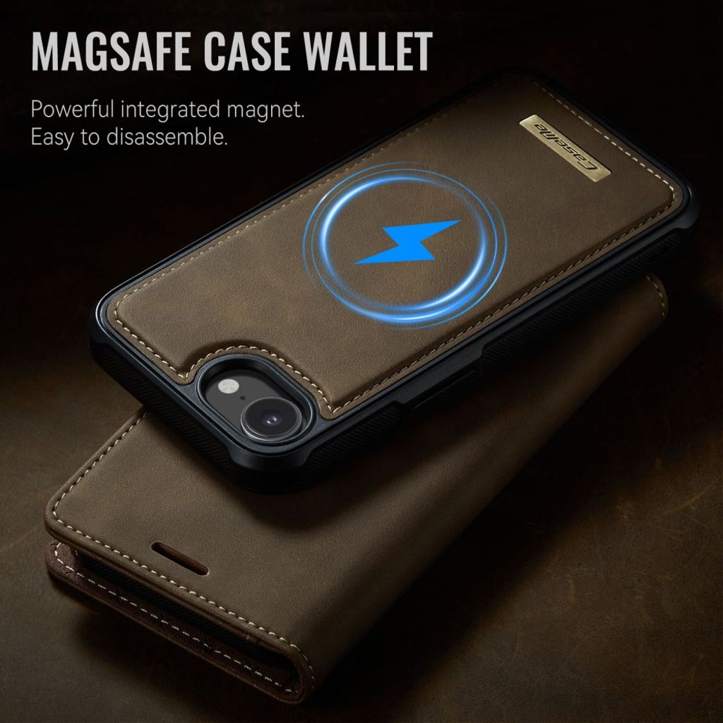 CASEME C49 Lommeboketui med MagSafe og RFID for iPhone 16e – Brun