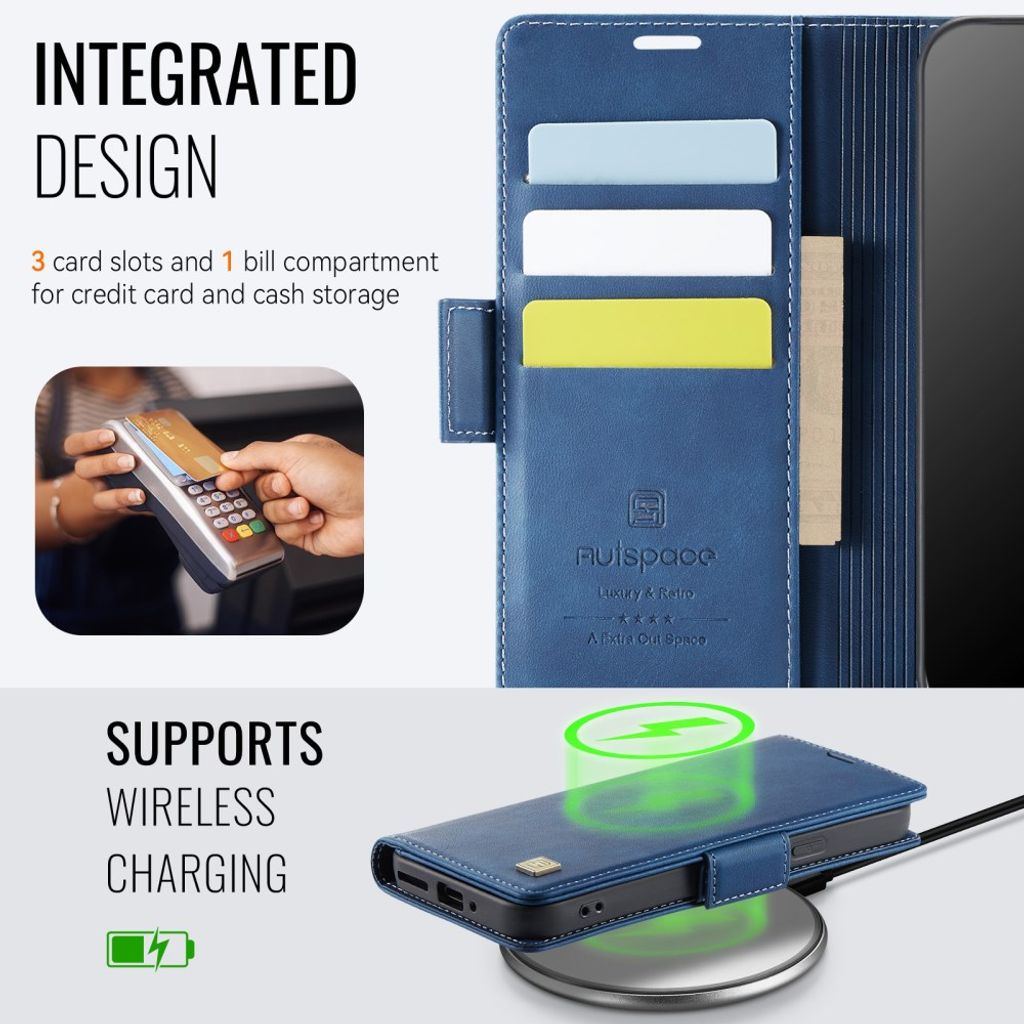 AUTSPACEA11 Google Pixel 11 Pro XL LommebokCover RFID blokkering - Blå