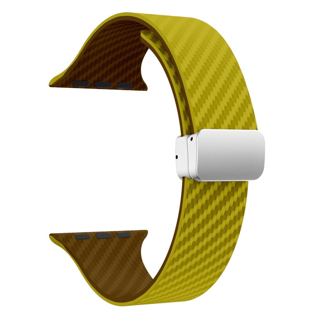 Apple Watch 42 / 41/ 40 / 38mm Klockarmband kolfibertextur - Gul/Brun
