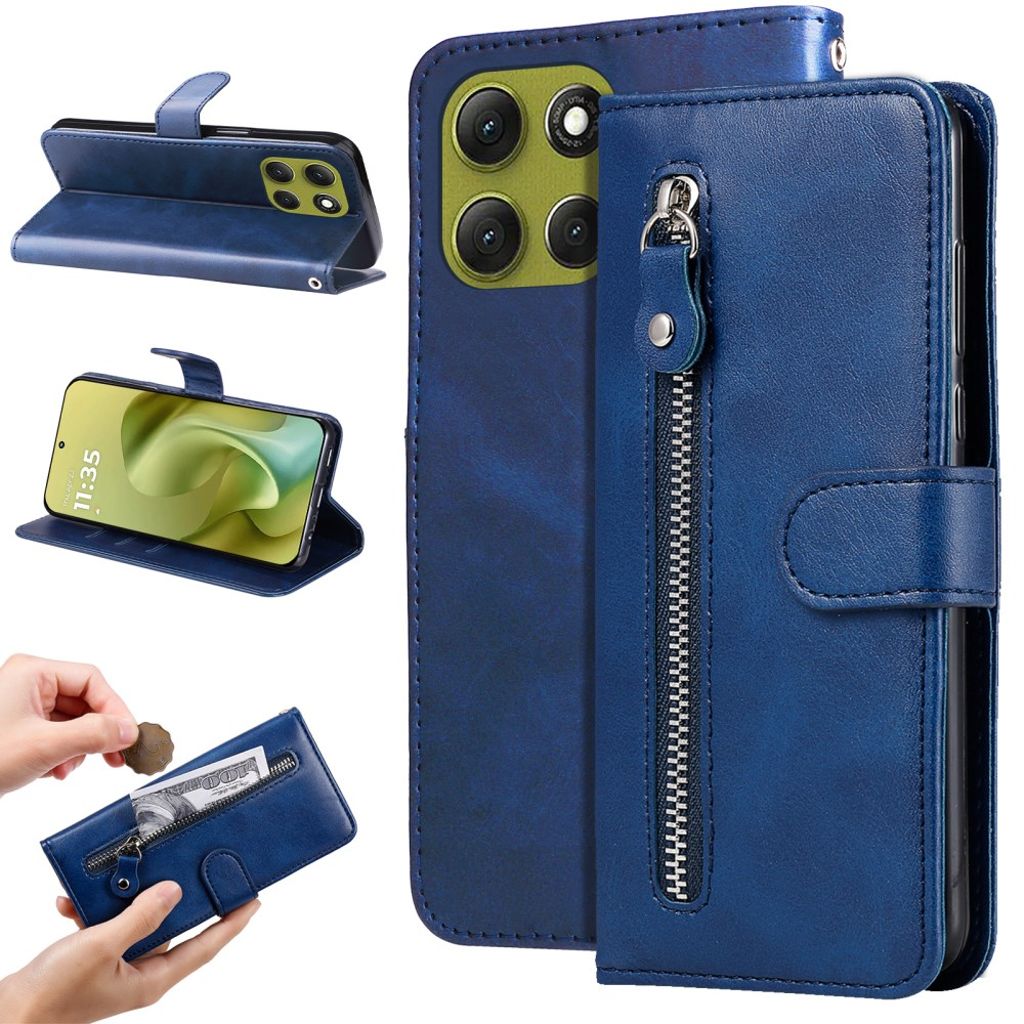 Motorola Moto G86 Power 5G etc. Cover with Zipper Pocket - Blue