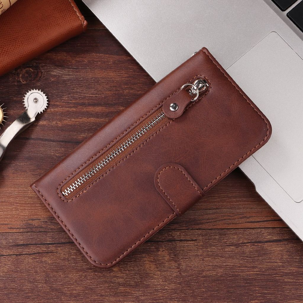 Motorola Moto G86 Power 5G etc. Cover with Zipper Pocket - Brown