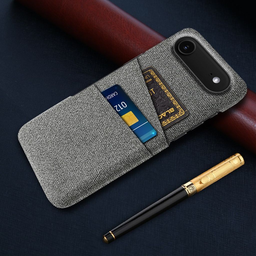 iPhone 17 Air Skal i Textil med 2 Kortfack - Grå