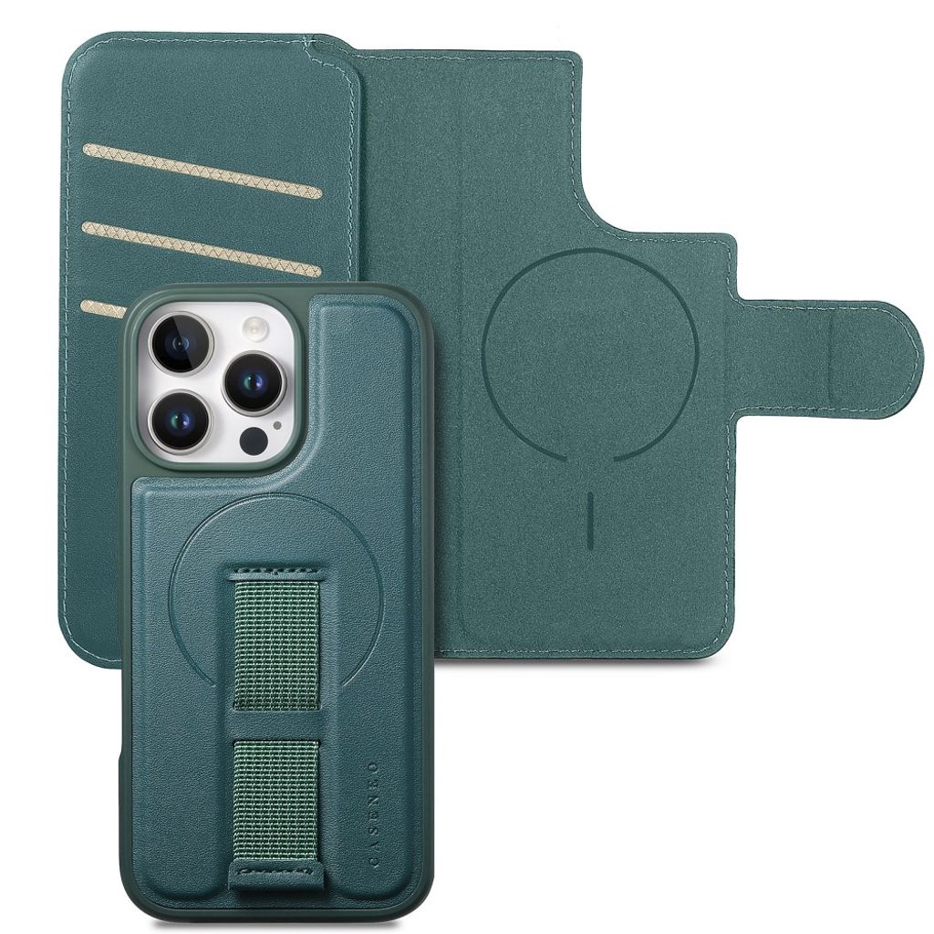 CASENEO iPhone 16 Pro Max Magnetic Wallet Cover RFID Blocking – Green