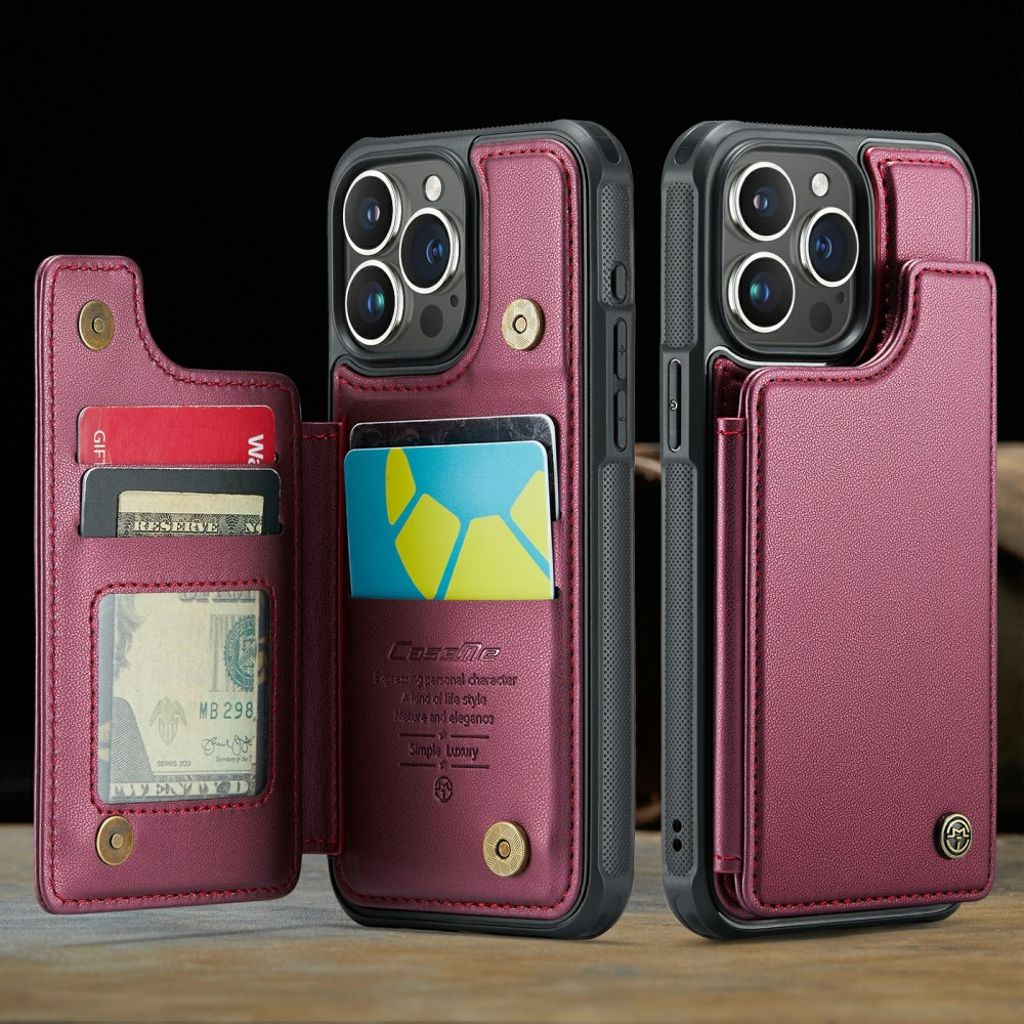 CASEME iPhone 16 Pro Lommebokdeksel RFID-blokkerende – Rød