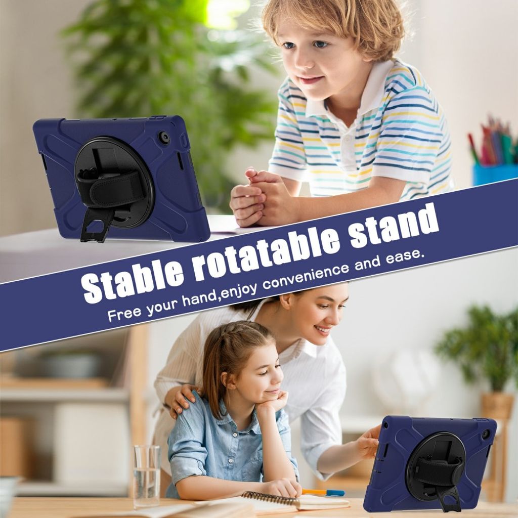 Lenovo Tab 10.1 2025/Zhaoyang K10C Deksel 360° Håndgrep - Mørk blå