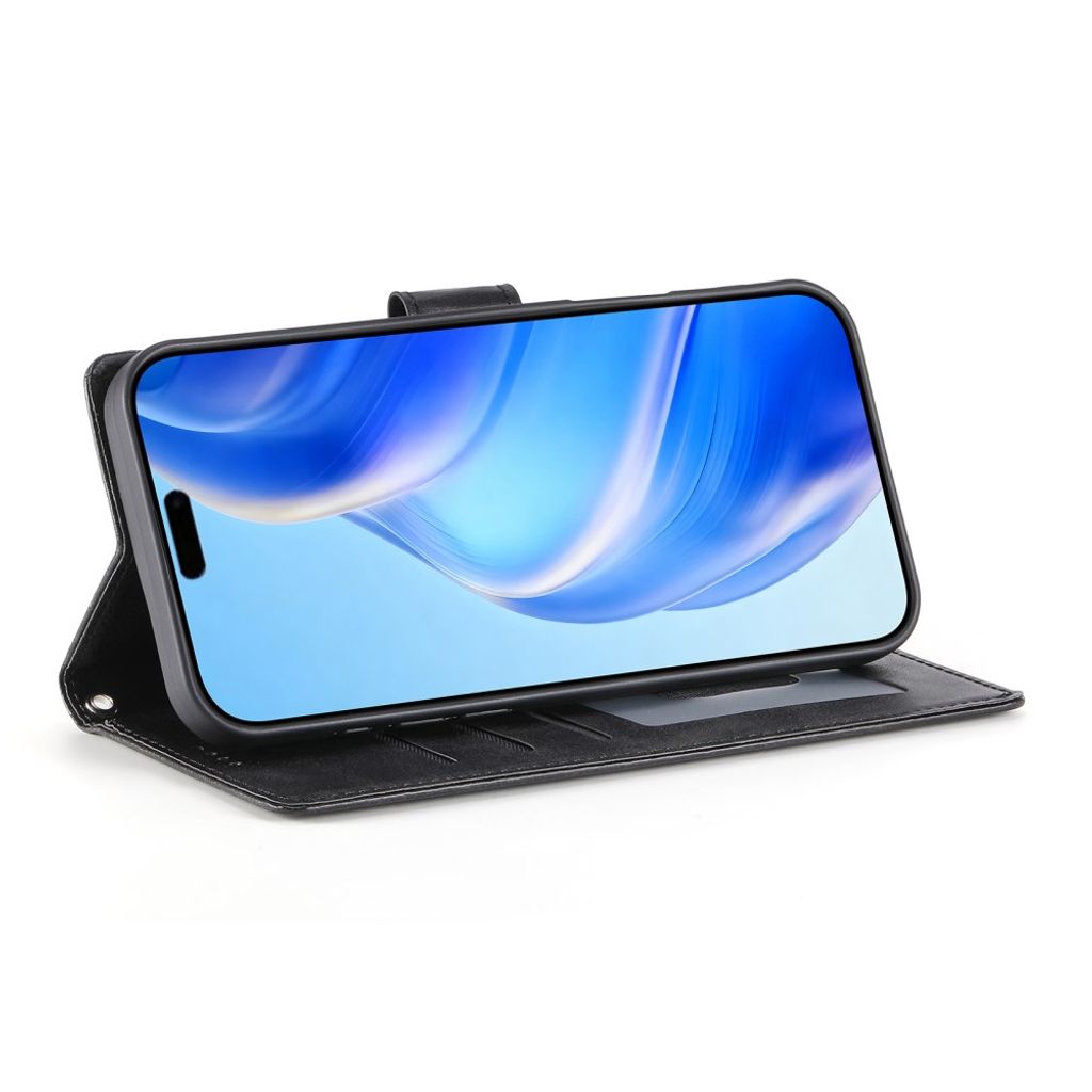 iPhone 18 Pro/17 Pro Plånboksfodral PU-läder med Stativ - Svart