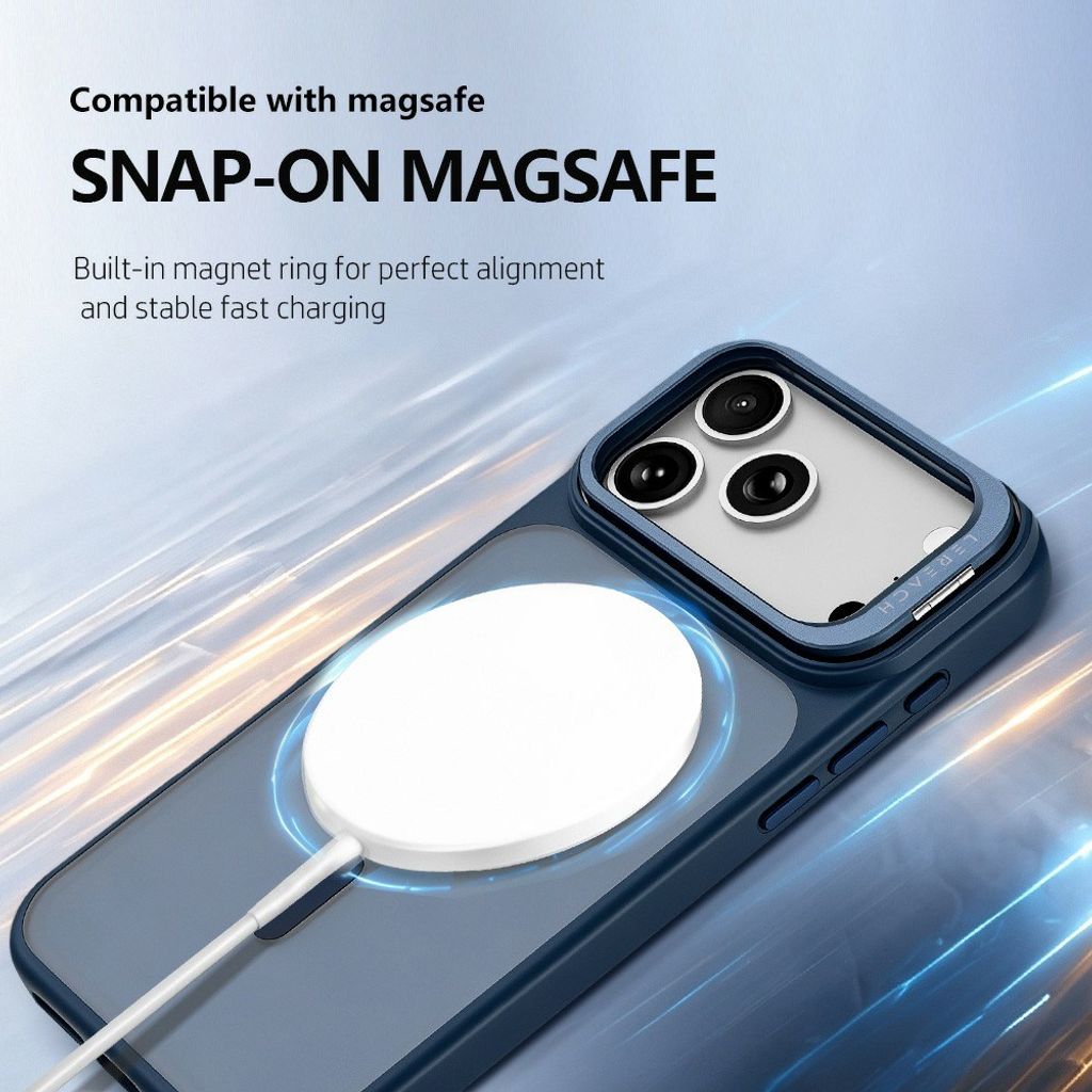 LEREACH iPhone 18 Pro Max/17 Pro Max MagSafe Kuori jalustalla - Harmaa