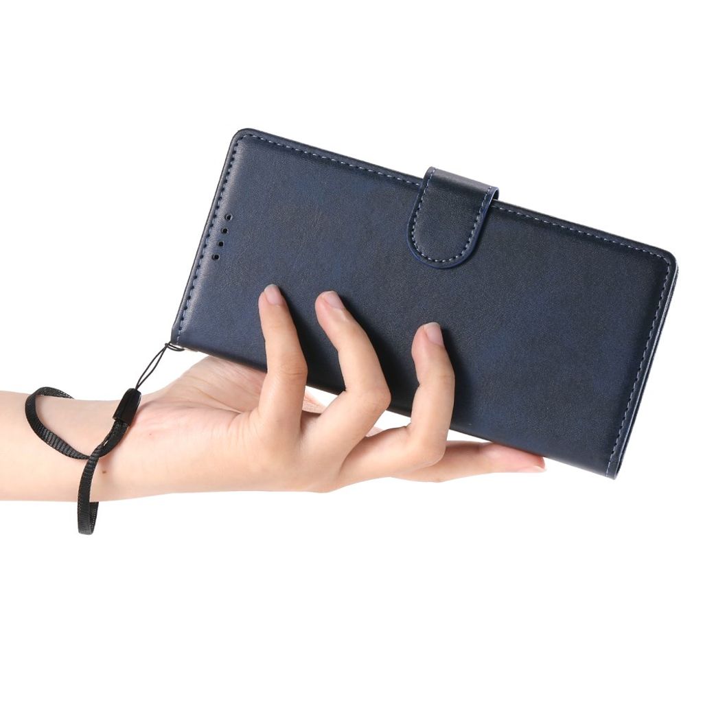 iPhone 18 Pro/17 Pro Plånboksfodral PU-läder med handledsrem – Blå