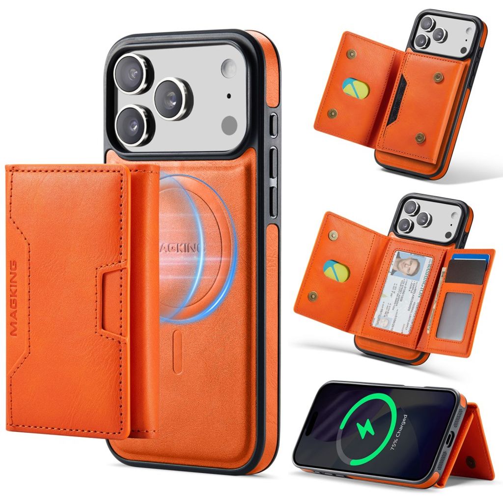 MAGKING iPhone 18 Pro Max/17 Pro Max MagSafe Kuori irrotettavalla lompakolla - Oranssi