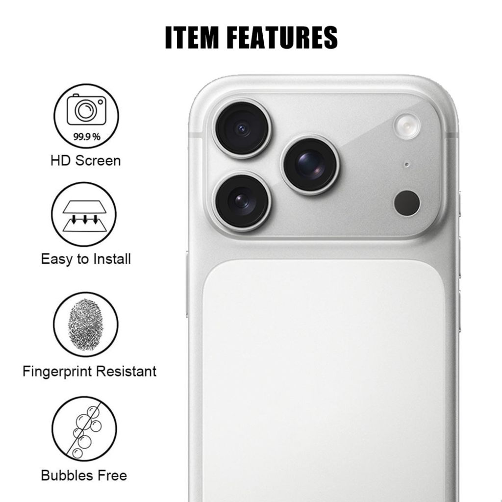 iPhone 18 Pro Linsskydd Härdat Glas Anti Fingeravtryck - Transparent