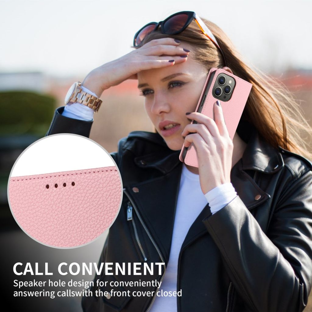 iPhone 14 Pro Max RFID Blocking Wallet Cover - Pink