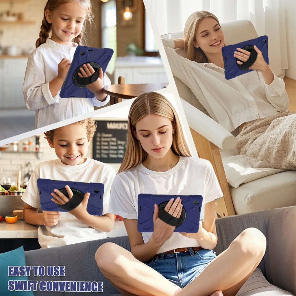 Lenovo Tab 10.1 2025/Zhaoyang K10C Deksel 360° Håndgrep - Mørk blå