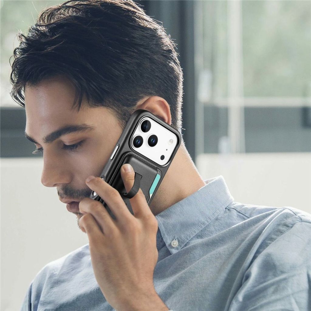 iPhone 18 Pro & iPhone 17 Pro MagSafe-yhteensopiva Lompakkokuori Irrotettava Kortin Haltija – Musta