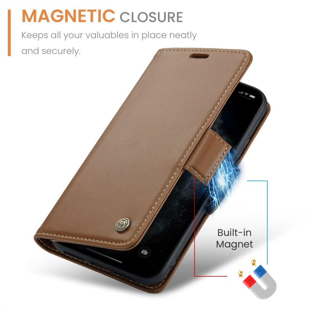 CASEME iPhone 11 Pro Max RFID-blockerande Plånboksfodral – Brun