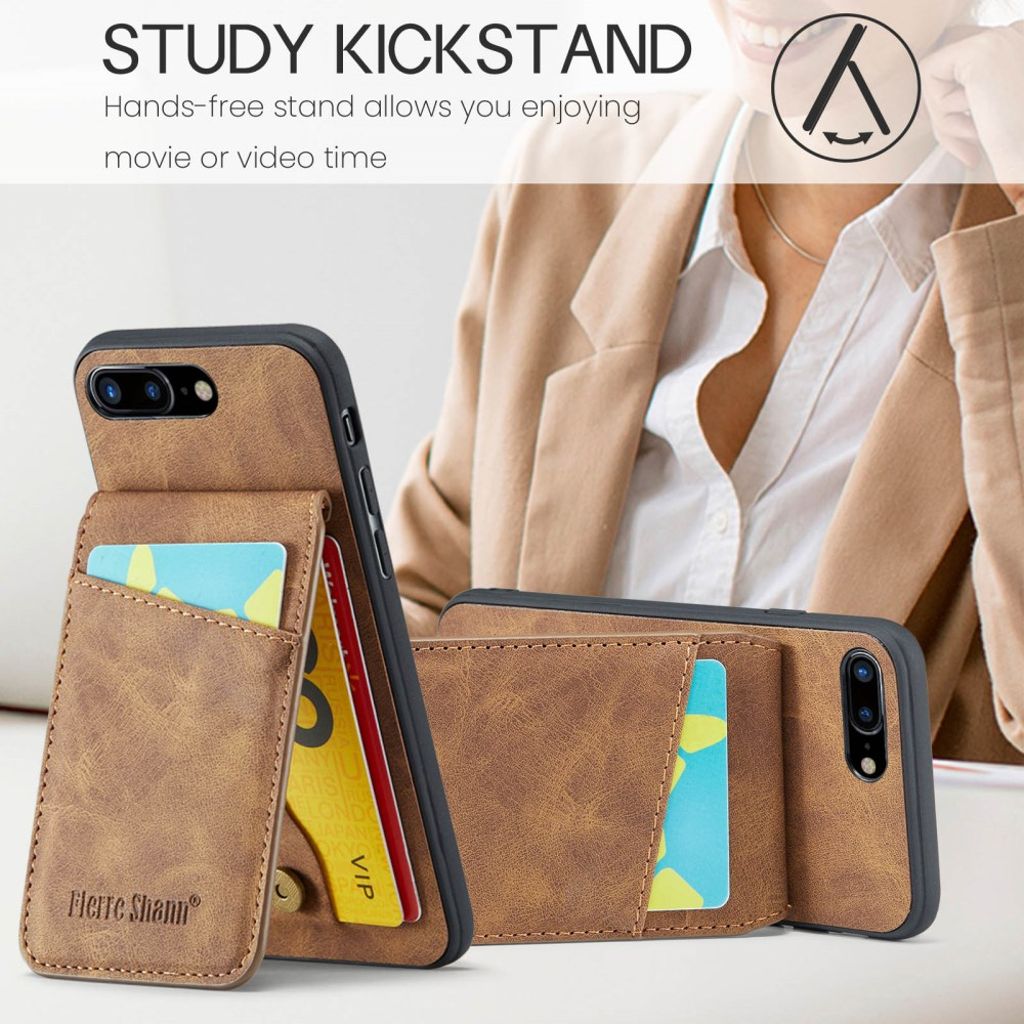 FIERRE SHANN iPhone 7 Plus / 8 Plus Cover med Kortplads - Brun
