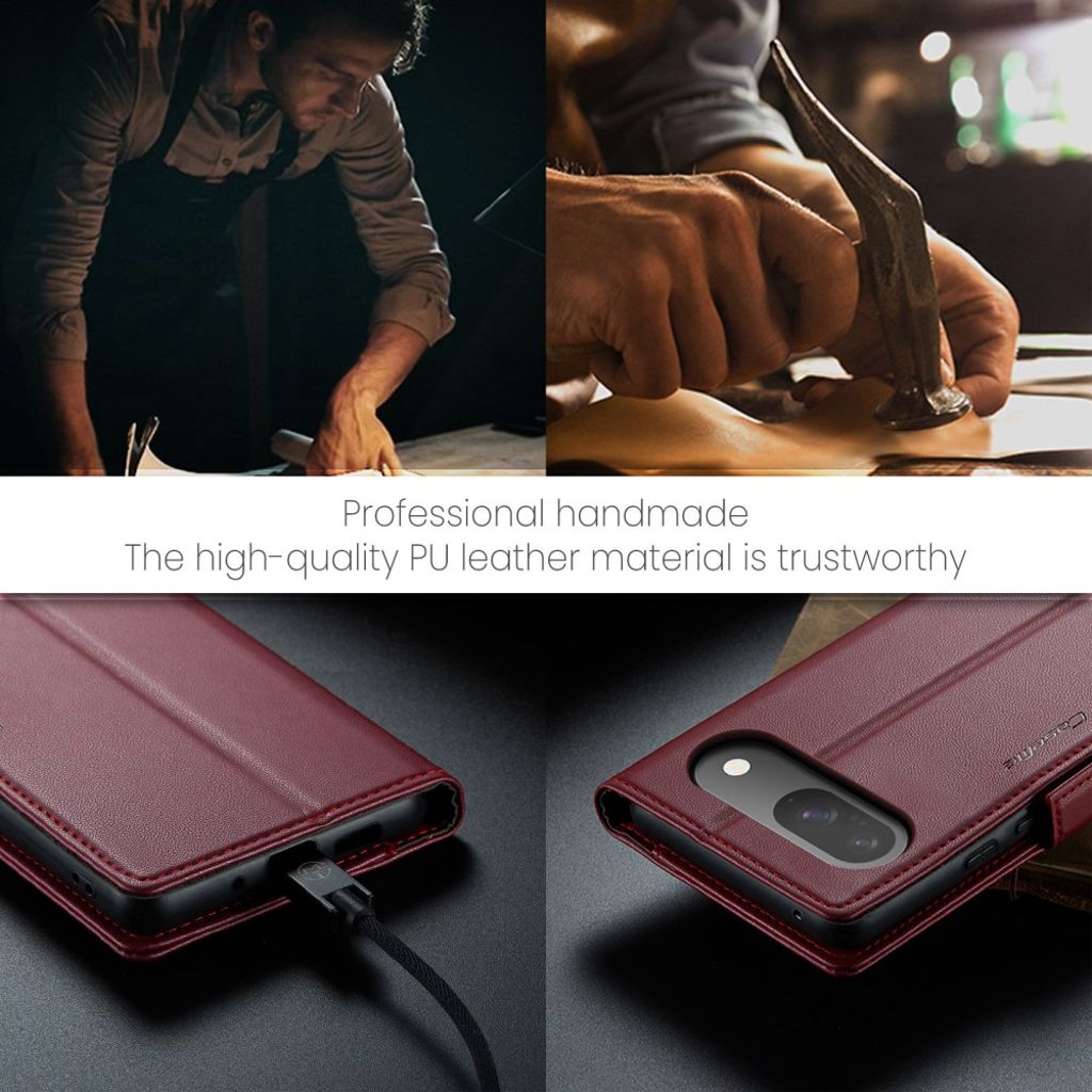 CASEME Google Pixel 10 Pro / 10 / 9 Pro / 9 Kotelo Korttipaikka - Punainen