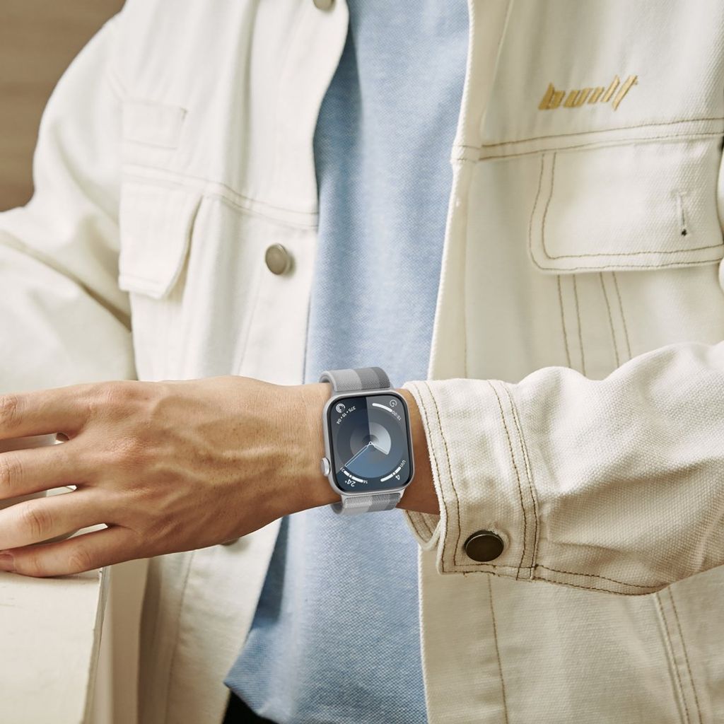 AHASTYLE WE26 Apple Watch 49 / 46 / 44 / 42mm Punottu nailoninen kellonranneke - Harmaa