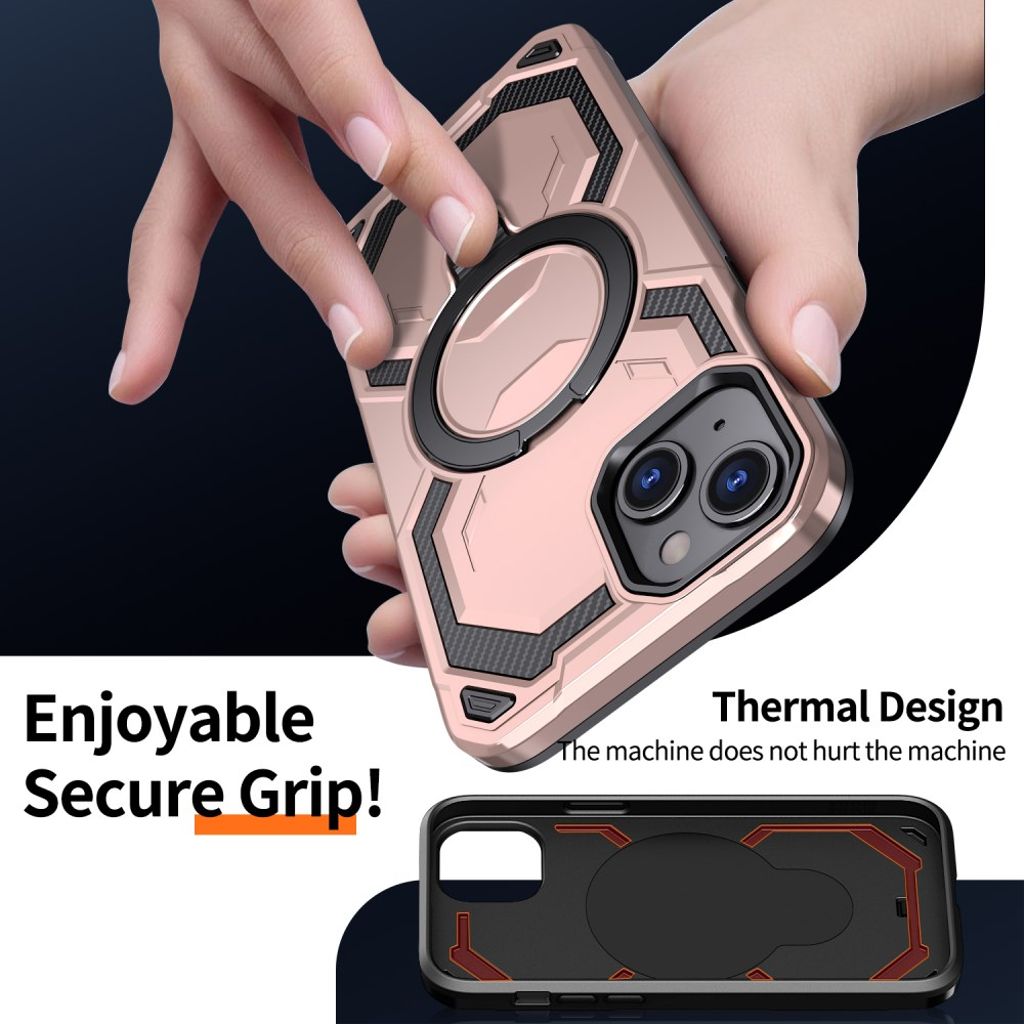 iPhone 13 Kuori Magneettirengas Jalusta – Ruusu kultaa