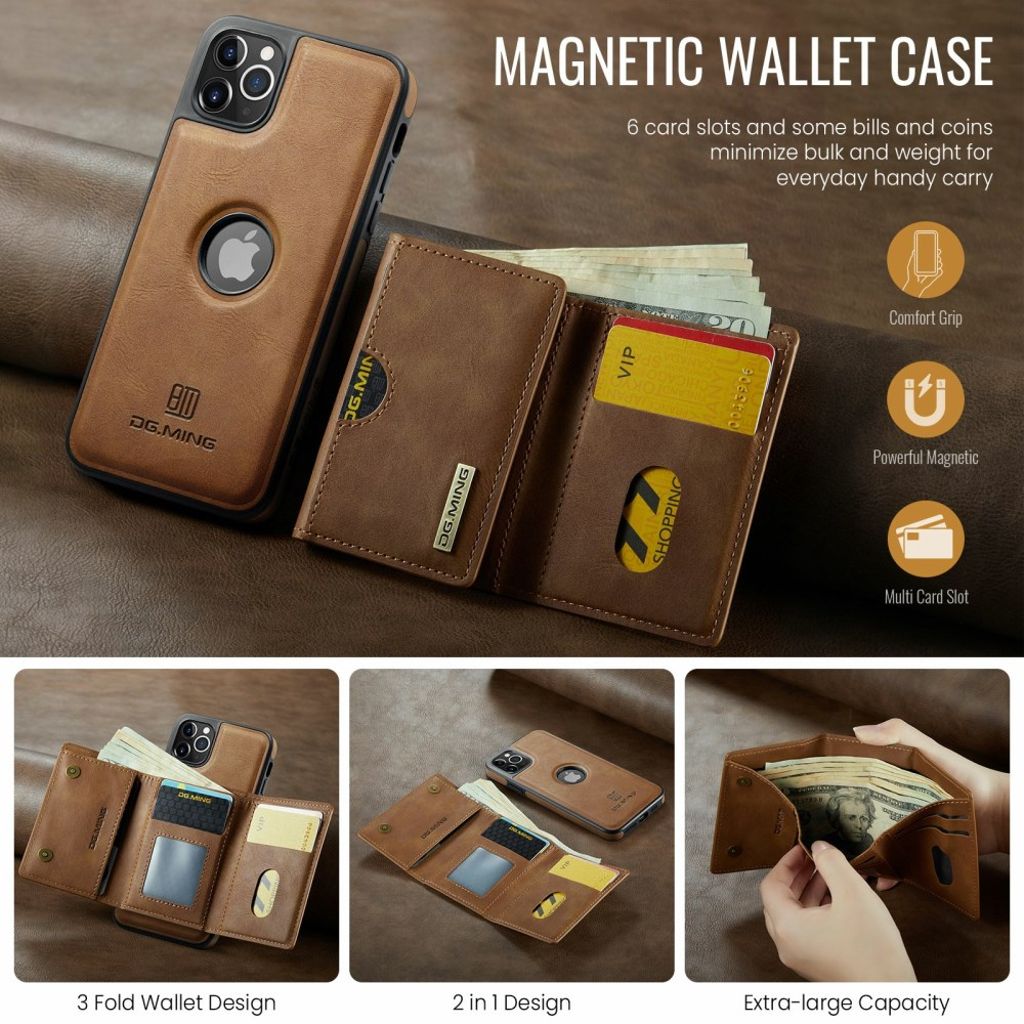 DG.MING iPhone 11 Pro Cover med Pung - Brun