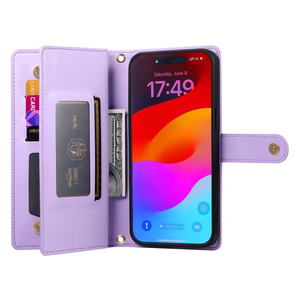 iPhone 17 Pro Max Lompakkokotelo Kantohihna - violetti