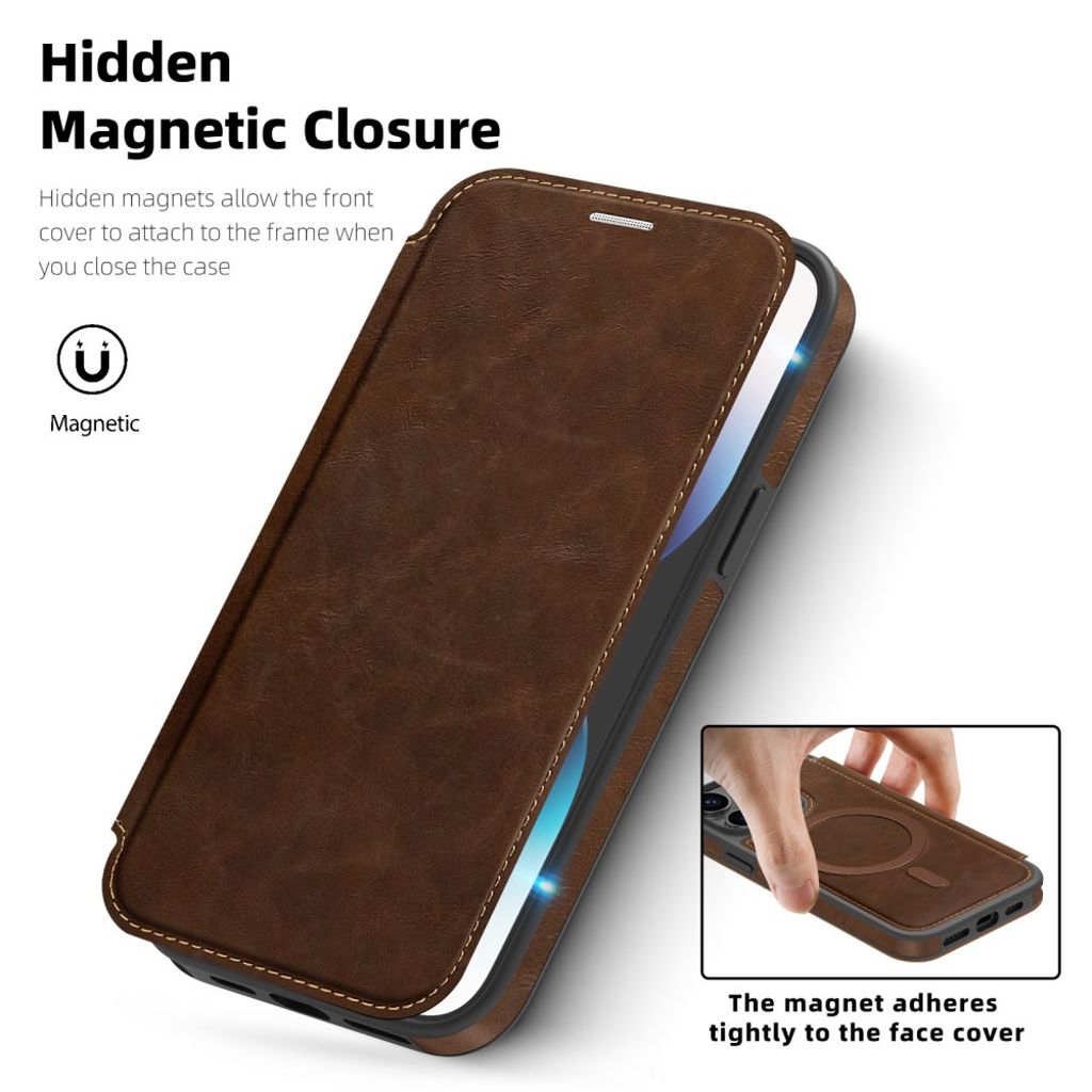iPhone 14 Pro MagSafe Card Holder Wallet Cover – Brown