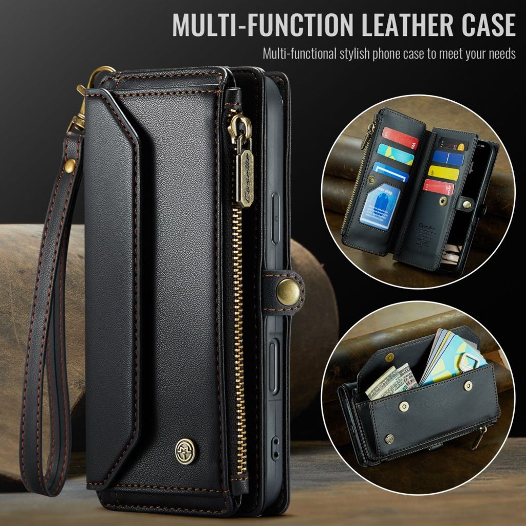 CASEME iPhone 18 Pro Max/17 Pro Max Lompakkokotelo RFID, 10 korttia - Musta